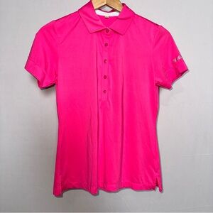 Fairway & Greene Bright Pink Golf Polo 1/4 Button Down Shirt Wheels Up Collab Sm